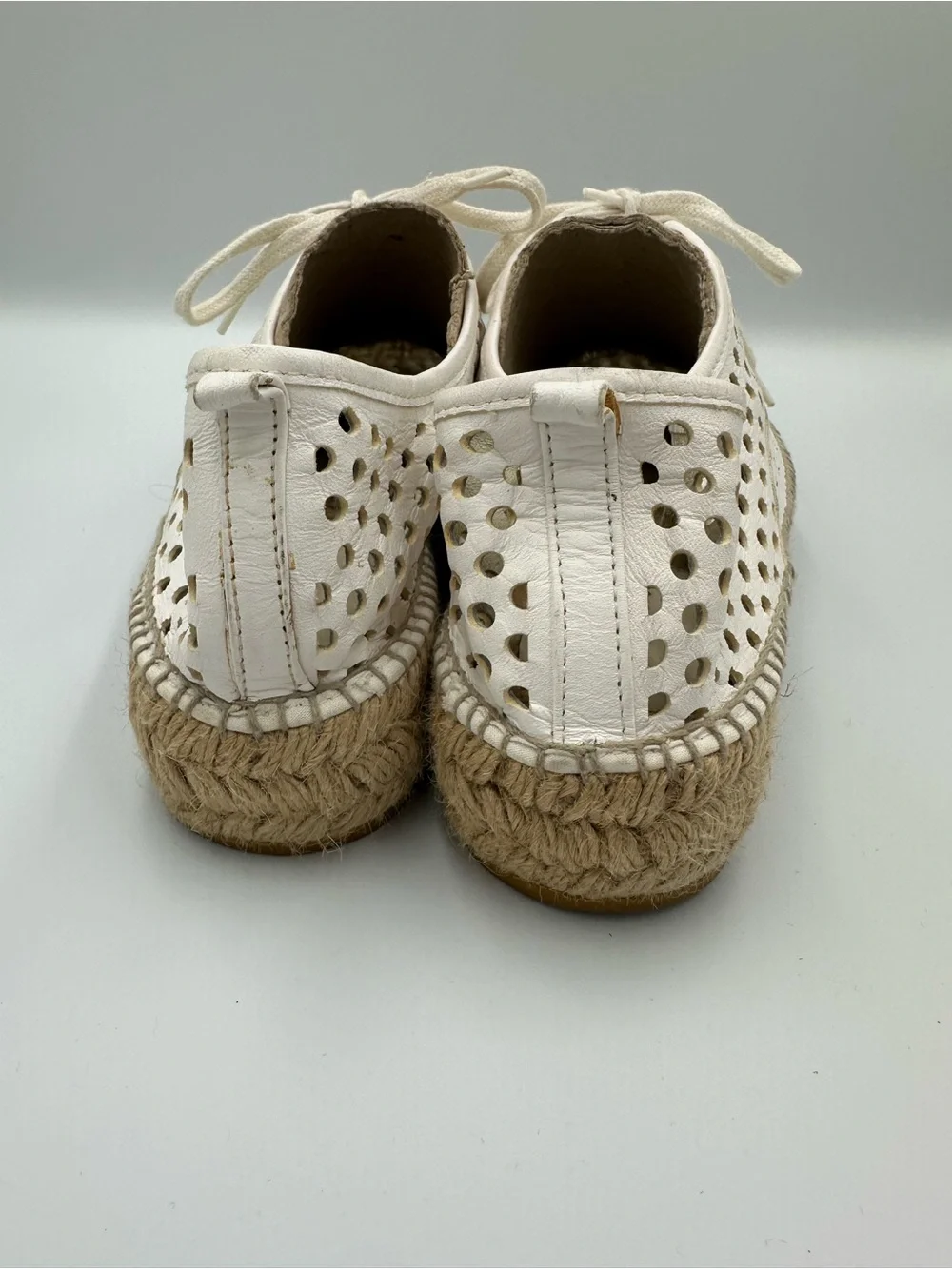Loeffler Randall Women Size 41 White Alfie Perforated Leather Espadrille
